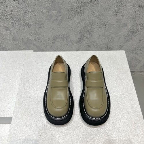 Bottega Veneta Unisex Fashion Round Toe Leather Shoes