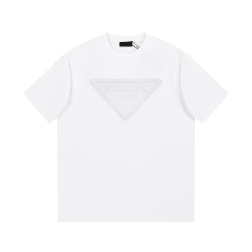 Prada Classic Three-Dimensional Embossed Letter Label Cotton T-Shirt