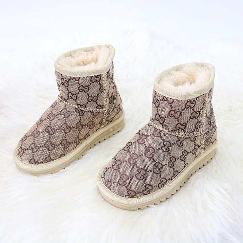 Gucci X UGG Classic Fashion Winter Children Snow Boots Boys Girls High Flat Ankle Boots