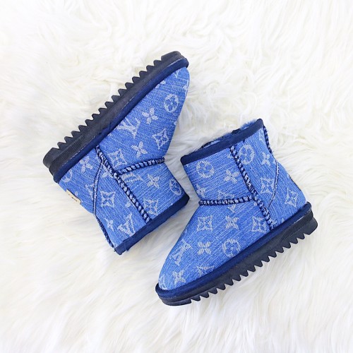 Louis Vuitton X UGG Classic Fashion Winter Children Snow Boots Boys Girls High Flat Ankle Boots
