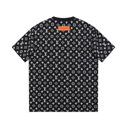 Louis Vuitton Full Logo Print Loose Short Sleeve Men Cotton T-Shirt