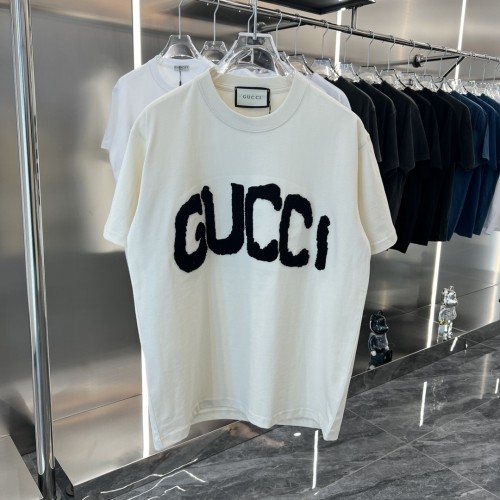 Gucci Unisex Classic Fashion Letter Towel Embroidery Logo Print Short Sleeve Casual Cotton T-Shirt