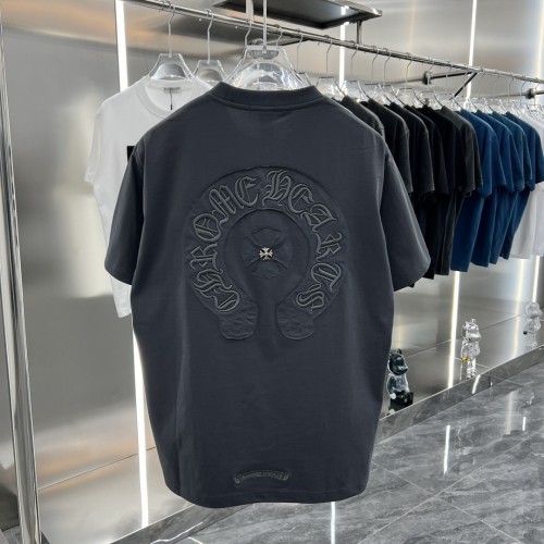 Chrome Hearts Casual Patch Embroidered Short Sleeve Fashion Unisex Metal Cross T-Shirt