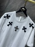 Chrome Hearts Unisex Leather Cross Cotton Casual Short Sleeve