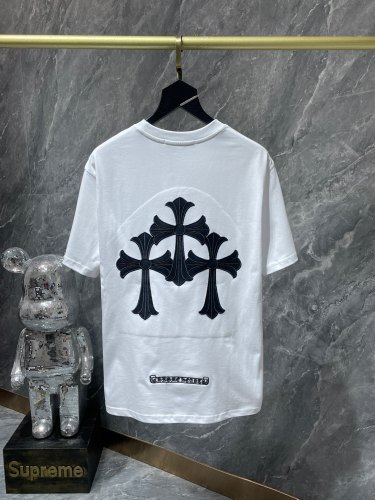 Chrome Hearts Leather Cross Short Sleeve Fashion Cotton T-shirt