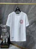 Chrome Hearts Classic Red Horseshoe Embroidery Short Sleeve