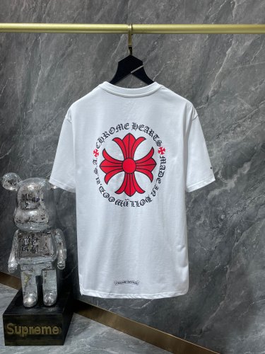 Chrome Hearts Unisex Red Cross Sanskrit Letter Print T-shirt