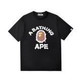 BAPE/A/Bathing Ape Unisex Letter Logo Print Short Slevee Cotton Casual T-shirt 