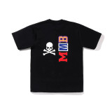 BAPE/A/Bathing Ape Shark Skull Spliced Print Short Sleeve Unisex Hip-Hop Loose T-shirt