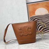 Celine CUIR Handbag Bucket Bag Fashion Triumphal Arch Three-Dimensional Logo Messenger Bag Sizes:22*18*13CM