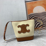 Celine CUIR Handbag Bucket Bag Fashion Triumphal Arch Three-Dimensional Logo Messenger Bag Sizes:22*18*13CM
