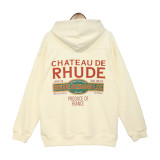 Rhude Fashion Printed Oversize Hooded Unisex Cotton  Sweatshirt