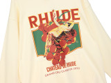 Rhude Fashion Printed Oversize Hooded Unisex Cotton  Sweatshirt