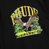 Rhude White-Headed Eagle Print Oversize Hooded Unisex Cotton Sweatshirt