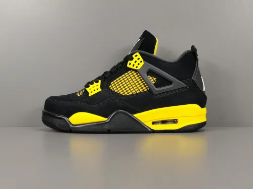 Air Jordan 4 Thunder Men Fashion Retro Basketball Shoes Black Yellow Sneakers