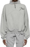 Rhude Retro Mock Neck Half Zip Logo Embroidered Pullover Sweatshirt