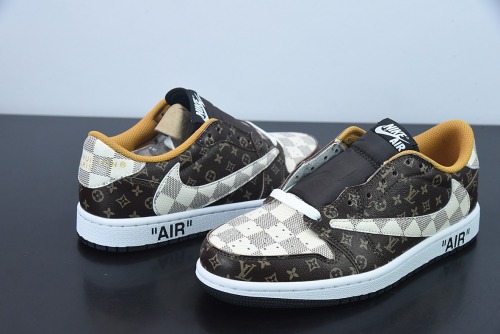 Louis Vuitton x Travis Scott x Nike Air Jordan 1 Low OG SPDamier AzurBrownLV MonogramAJ1
