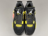 Air Jordan 4 Thunder Men Fashion Retro Basketball Shoes Black Yellow Sneakers