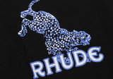 RHUDE Fashion Leopard-Print Cotton Hooded Sweatshirt