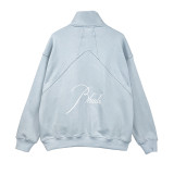 Rhude Standing Neck Half Zip Letter Logo Embroidery Sweatshirt