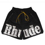 Rhude Mesh Letter Embroidery Shorts Pant Men's Casual Loose Sweatpants Shorts