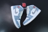 Nike Air Jordan 1 Mid Wash Blue Unisex Casual Basketball Sneakers Shoes