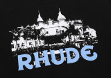 Rhude HD Casino Castle Print Cotton Hooded Sweatshirt 
