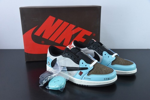 Travis Scott x Air Jordan 1 Low Grey Black Blue TS Sneakers Shoes