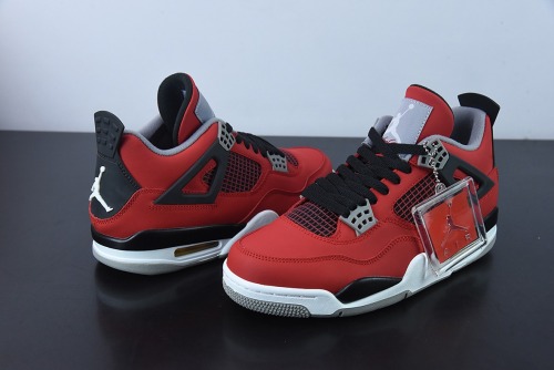Air Jordan 4 Retro Bulls Black Red Men Basketball Sneakers Shoes