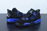 Air Jordan 4 Black/Blue Metallic AJ4 Men Basketball Sneakers Shoes
