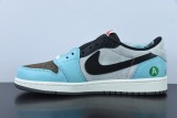Travis Scott x Air Jordan 1 Low Grey Black Blue TS Sneakers Shoes