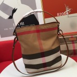Burberry Fashion The Ashby Handbag Bag Canvas Plaid Pattern Handbag Size:34*25*19CM