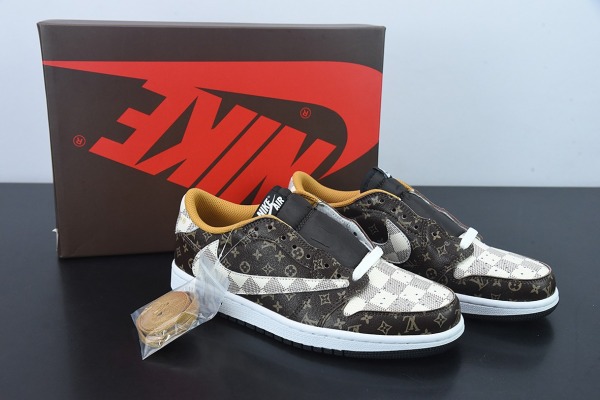 Louis Vuitton x Travis Scott x Nike Air Jordan 1 Low OG SPDamier AzurBrownLV MonogramAJ1