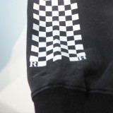 Rhude Chessboard Checkers Print Washed Old Sweatshirt Unisex Retro Oversize Hoodies
