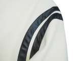 Rhude Leather Stripe Wool Baseball Jacket Unisex Double-White Casual Coat