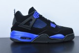 Air Jordan 4 Black/Blue Metallic AJ4 Men Basketball Sneakers Shoes
