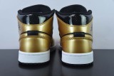 Nike Air Jordan 1 Mid GS Metallic Gold AJ1 Unisex Casual Basketball Shoes