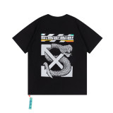 Off White Serpentine Arrow Logo Embroidery Short Sleeve Unisex Casual T-shirt
