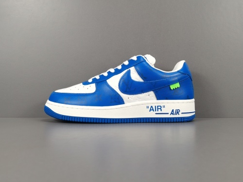 LOUlS VUlTTON X Nike Air Force 1 Low Unisex Casual Chessboard Fashion Blue Sneakers