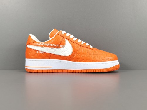 LOUlS VUlTTON X Nike Air Force 1 Low Unisex Casual Chessboard Fashion Orange Sneakers