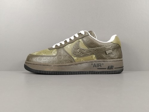 LOUlS VUlTTON X Nike Air Force 1 Low Unisex Casual Chessboard Fashion Green Contrast Sneakers