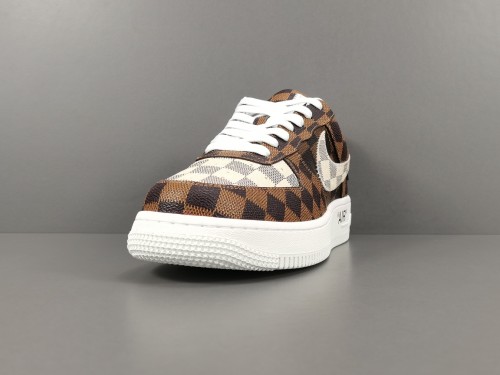 LOUlS VUlTTON X Nike Air Force 1 Low Unisex Casual Chessboard Fashion Brown Sneakers