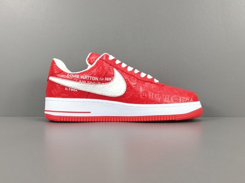 LOUlS VUlTTON X Nike Air Force 1 Low Unisex Casual Chessboard Fashion Red Sneakers