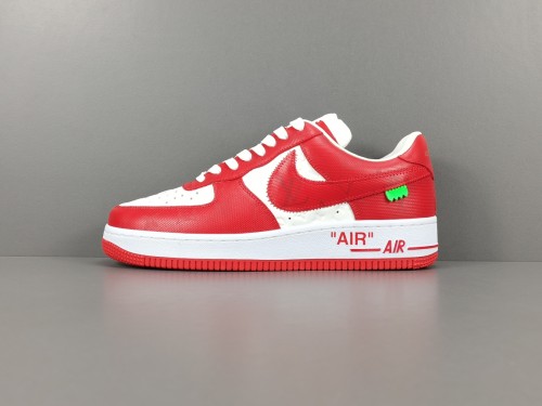 LOUlS VUlTTON X Nike Air Force 1 Low Unisex Casual Chessboard Fashion Red White Sneakers