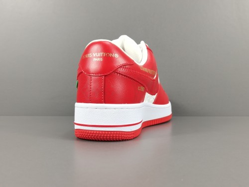 LOUlS VUlTTON X Nike Air Force 1 Low Unisex Casual Chessboard Fashion Red White Sneakers