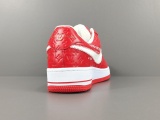LOUlS VUlTTON X Nike Air Force 1 Low Unisex Casual Chessboard Fashion Red Sneakers