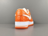 LOUlS VUlTTON X Nike Air Force 1 Low Unisex Casual Chessboard Fashion Orange Sneakers