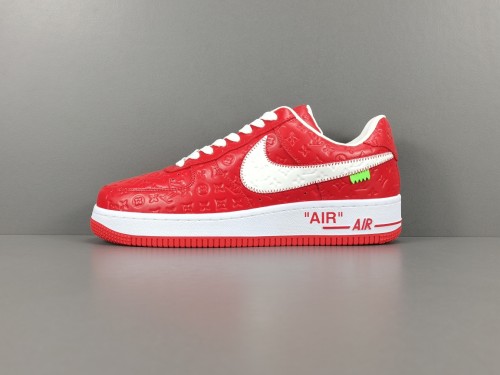 LOUlS VUlTTON X Nike Air Force 1 Low Unisex Casual Chessboard Fashion Red Sneakers