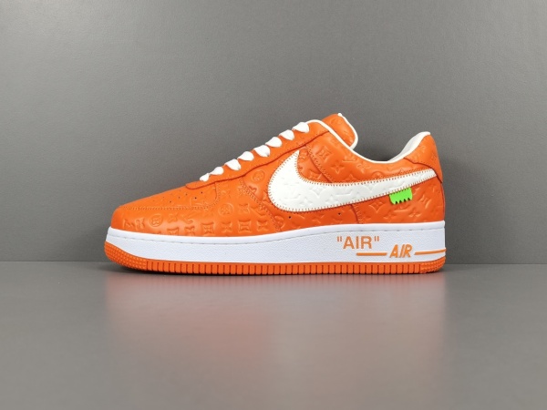 LOUlS VUlTTON X Nike Air Force 1 Low Unisex Casual Chessboard Fashion Orange Sneakers