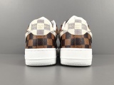 LOUlS VUlTTON X Nike Air Force 1 Low Unisex Casual Chessboard Fashion Brown Sneakers